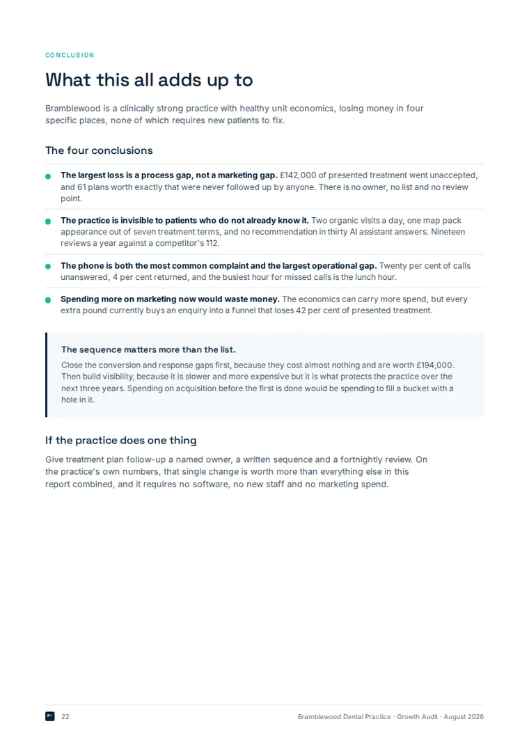 Sample Growth Audit report, conclusion page